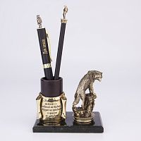 Фигурка на камне "Волк" со стаканом для письменных принадлежностей БФКСПП-76волк